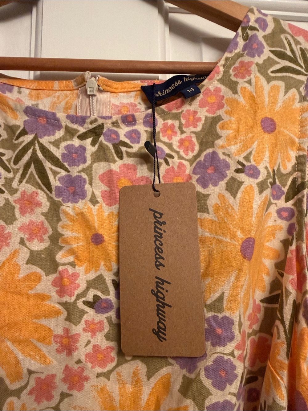 Princess Highway Yellow and Lavender Floral Midi Dress with Tie Waist - Picture 4 of 5